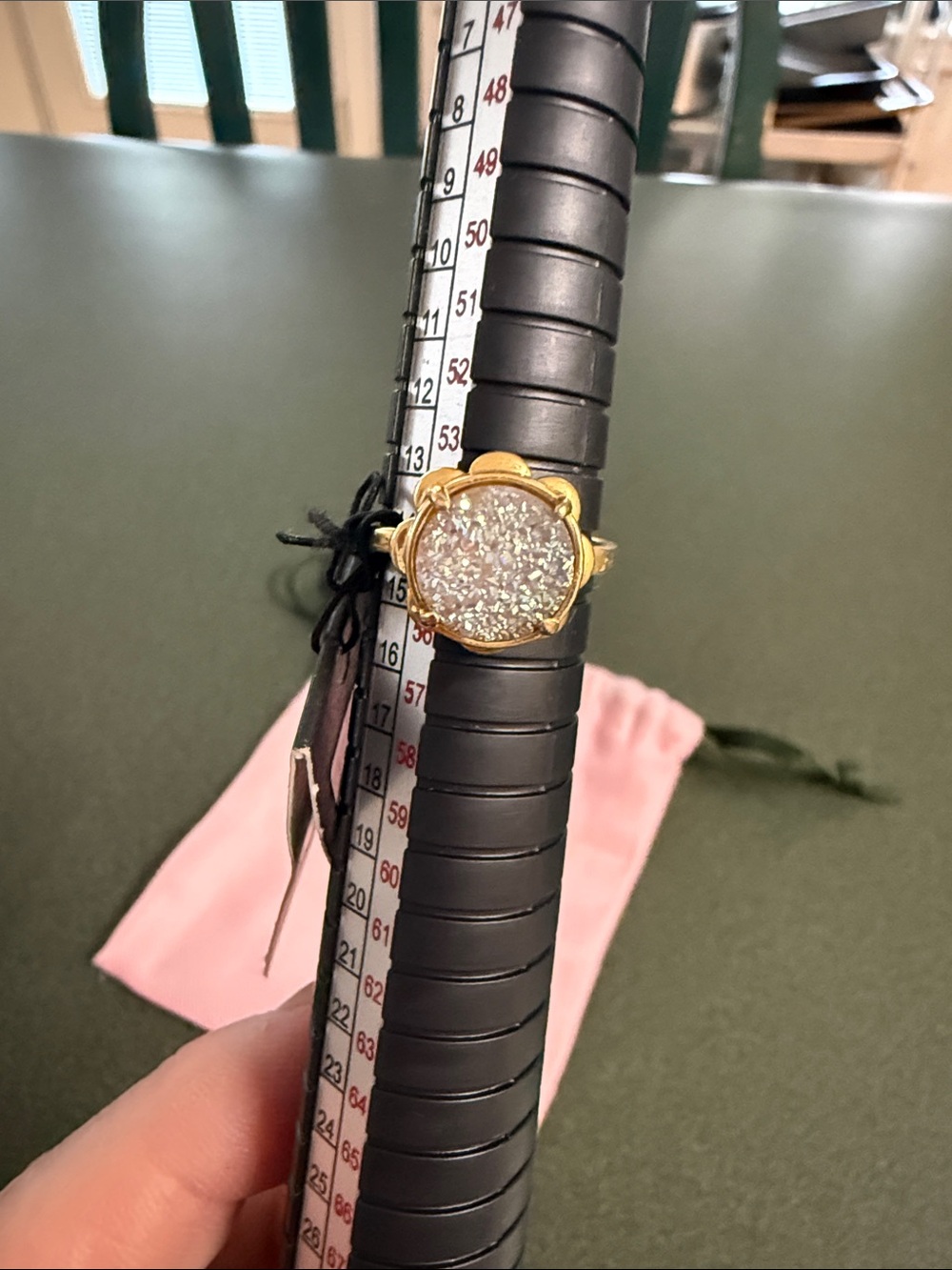 kate spade Gold Tone Pavé Crystal Ring with Pink Pouch - Picture 3 of 5